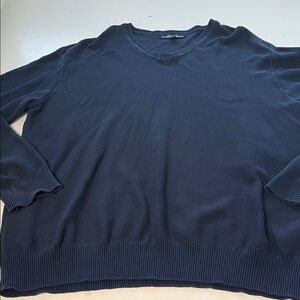 Faconnable XL Navy Blue Long Sleeve V Neck Knit Saeater